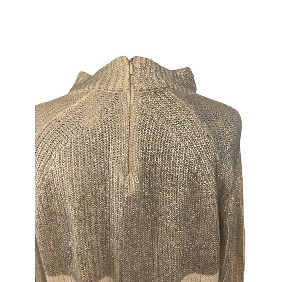 Chicos Silver Cream Crewneck Pullover Glitz Zipper Back Sweater Sz M - Picture 12 of 14